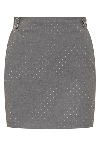 SIMONA CORSELLINI Gray miniskirt with micro studs for women