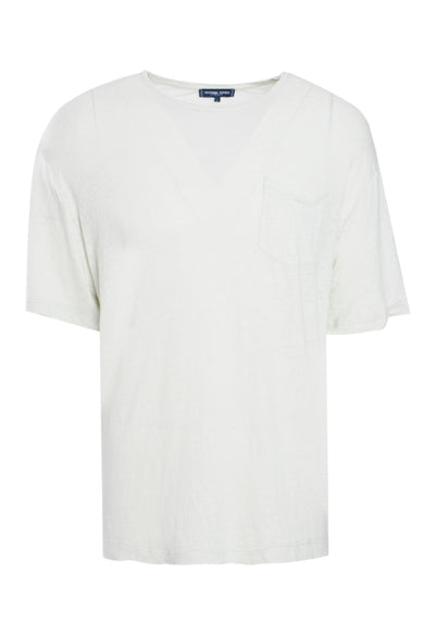 CARMO LINEN RELAXED FIT TEE WITH POCKET