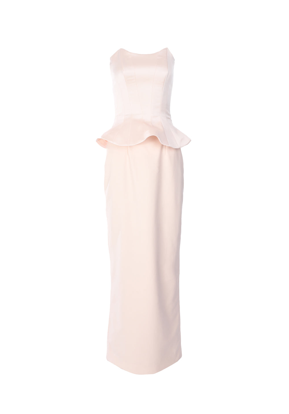 BAZZA ALZOUMAN peplum-waist strapless gown