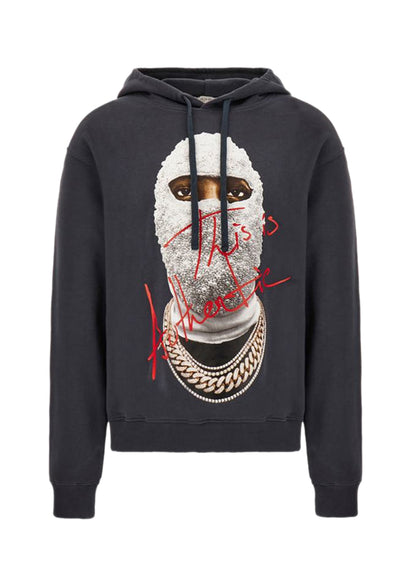 HOODIE WITH MASK AUTHENTIC ON FRONT - LOGO PRINTED ON BACK