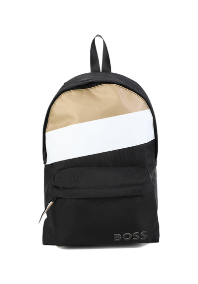 BOSS Kidswear striped logo-print backpack