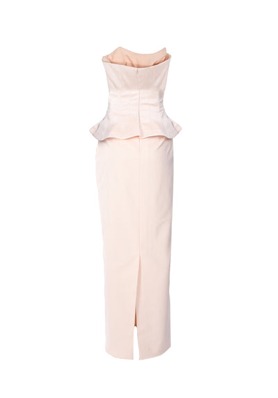 BAZZA ALZOUMAN peplum-waist strapless gown