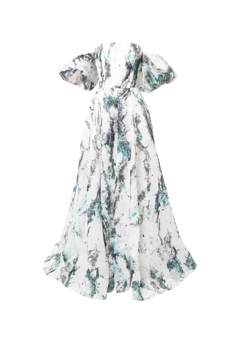 Off-White Gazar flared dress in Leafy Print