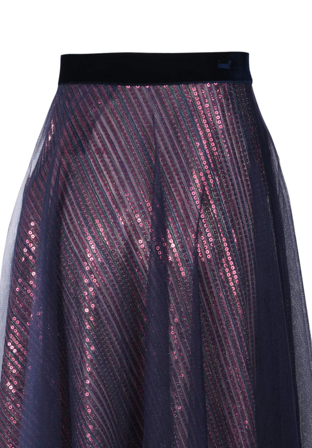 Talbot Runhof Bayadere sequined midi skirt