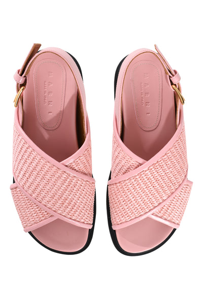 MARNI Fussbet Raffia-effect Sandals In Pink