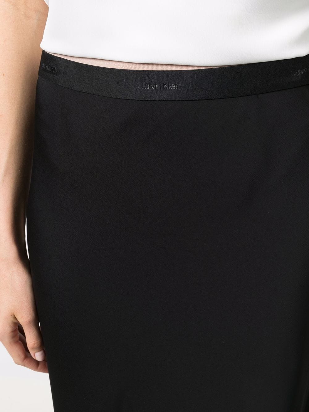 Logo-waistband midi skirt
