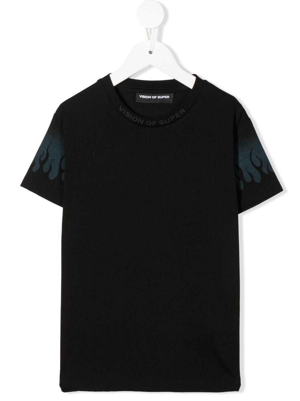 BLACK T-SHIRT WITH NEGATIVE BALSAM GREEN FLAMES