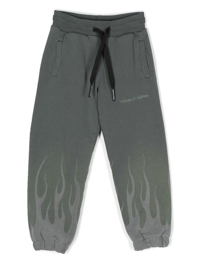 BALSAM GREEN PANTS WITH CORROSIVE FLAMES