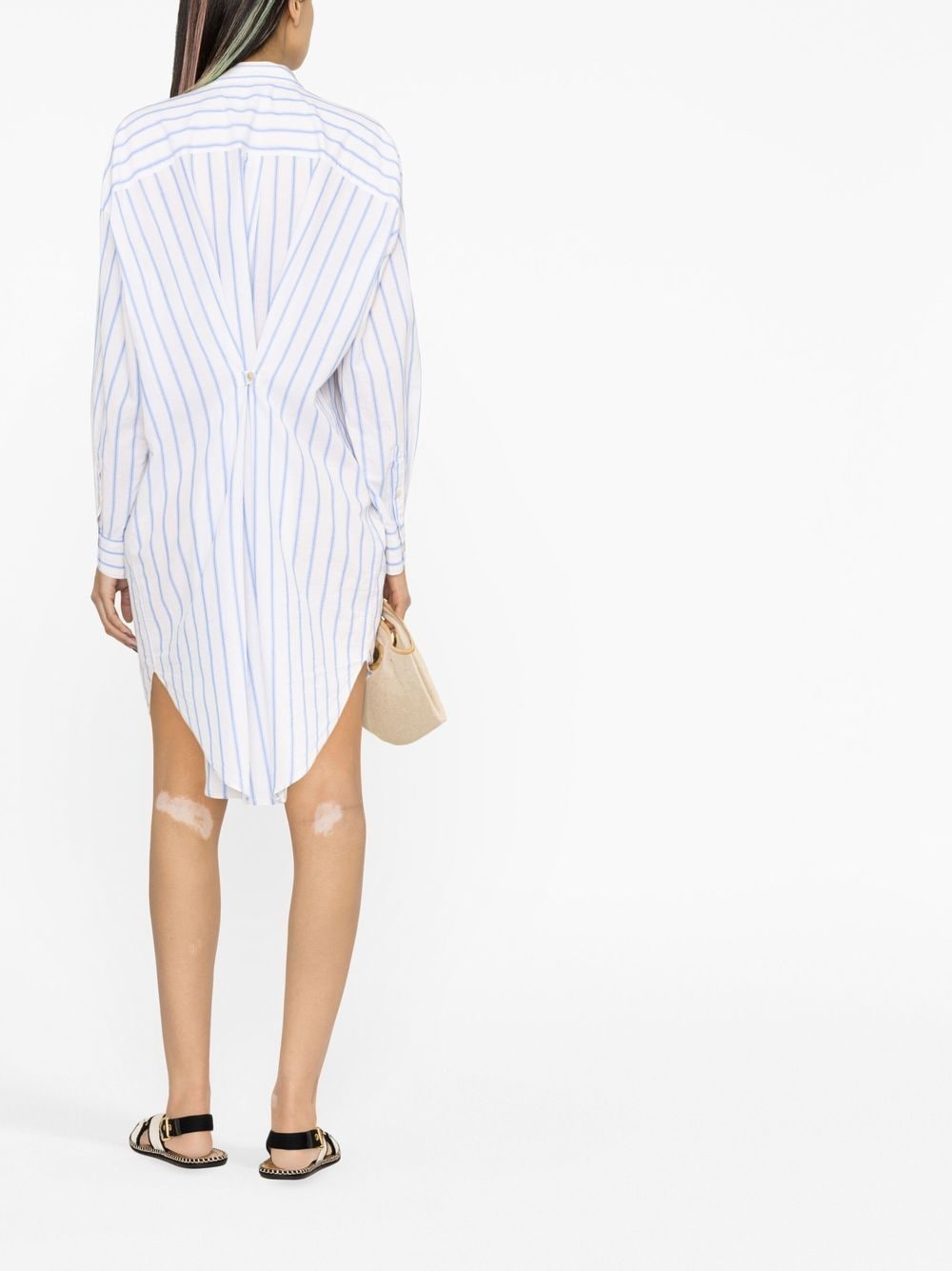 asymmetric striped shirt dress