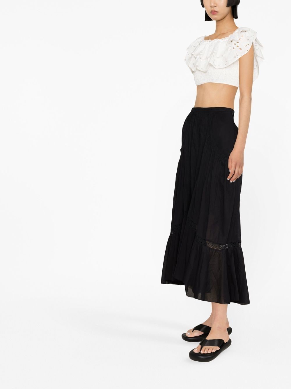 MARANT ÉTOILE high waist ruffled midi skirt