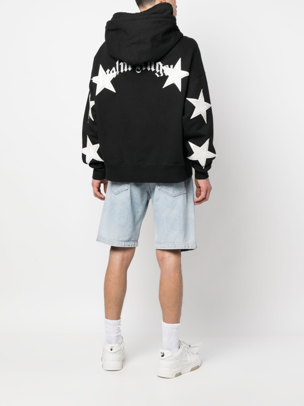 PATCHED STARS VINT HOODY BLACK WHITE