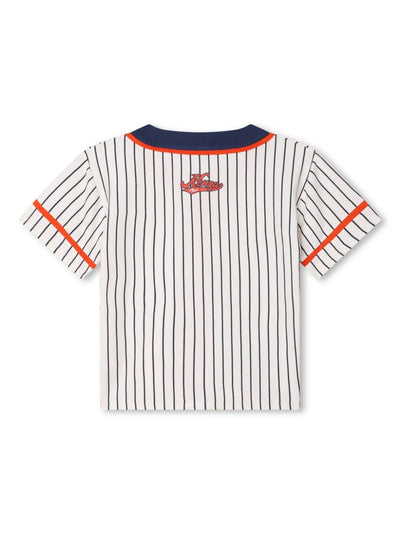 logo-patch striped cotton T-shirt