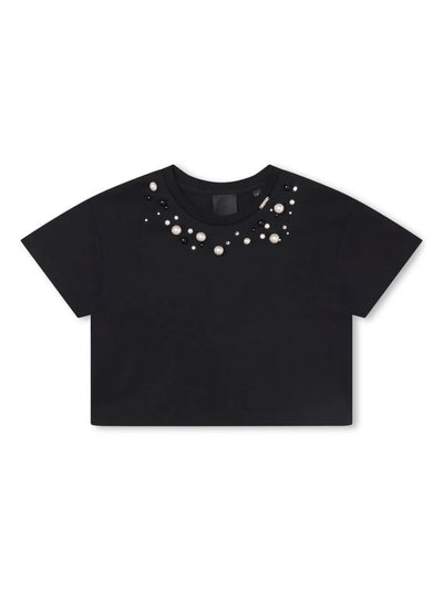 bead-embellished cotton T-shirt