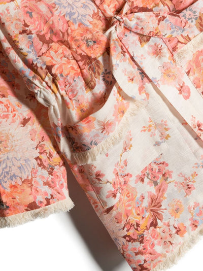 ZIMMERMANN Kids floral-print frayed-edge robe