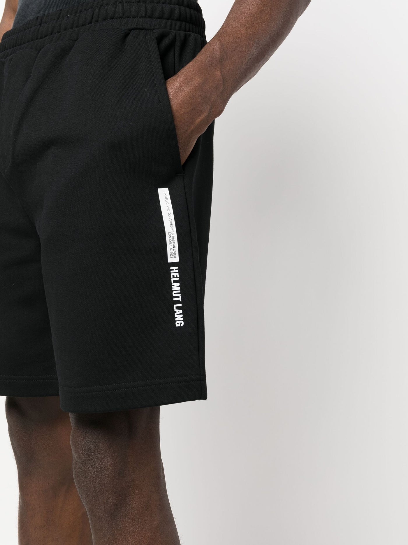 Helmut Lang logo-print cotton track shorts