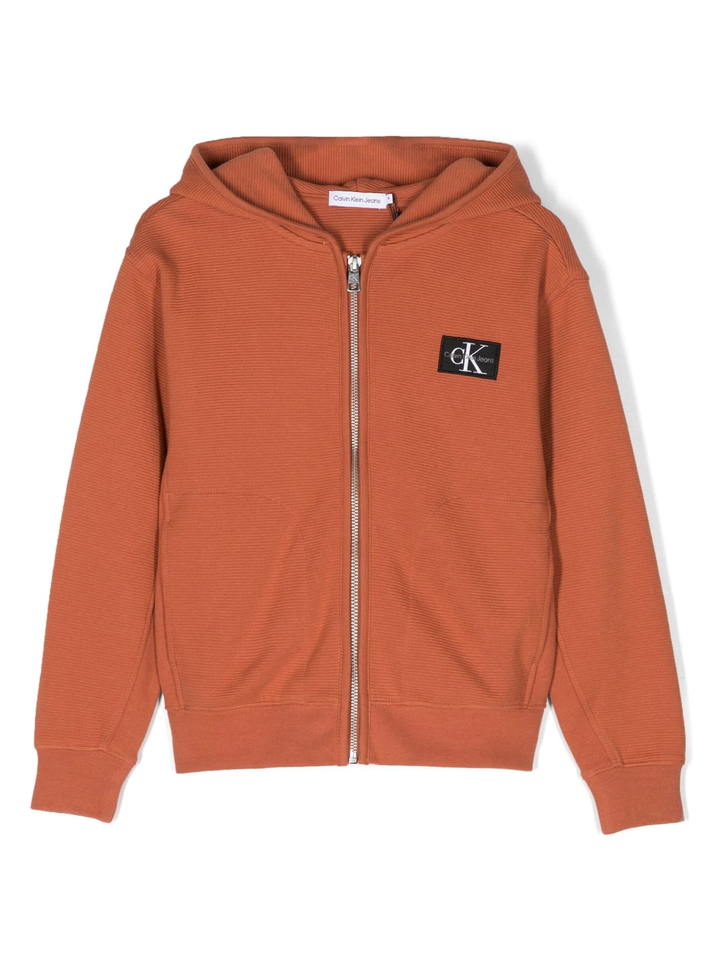 Calvin Klein Kids logo-patch hooded cotton jacket