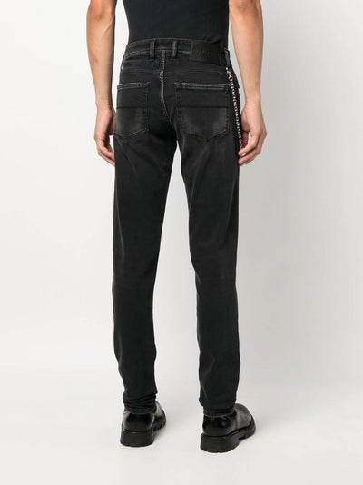 Chain-detail slim-fit cotton jeans