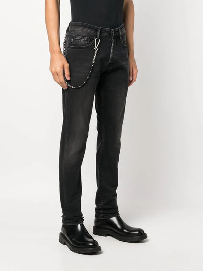 Chain-detail slim-fit cotton jeans