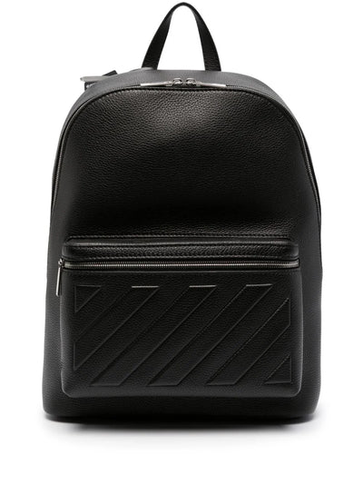 Diag-embossed leather backpack