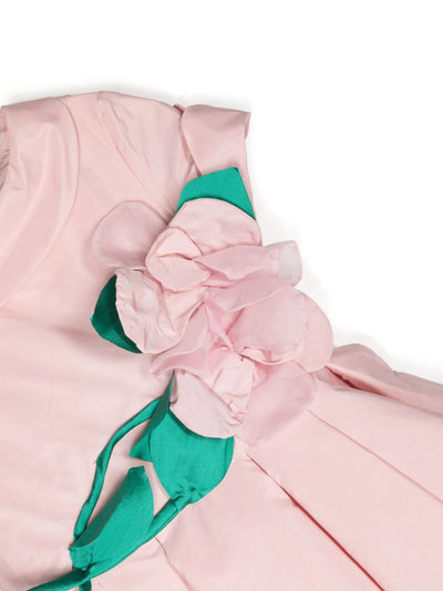 floral-appliqué taffeta gown