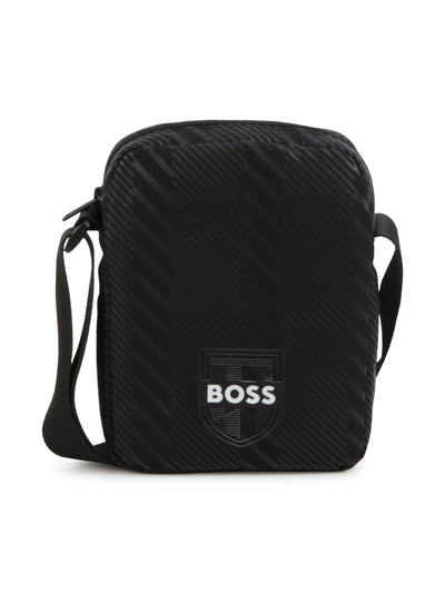 BOSS Kidswear logo-appliqué striped shoulder bag