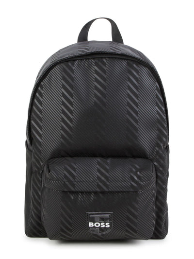 BOSS Kidswear logo-appliqué striped backpack