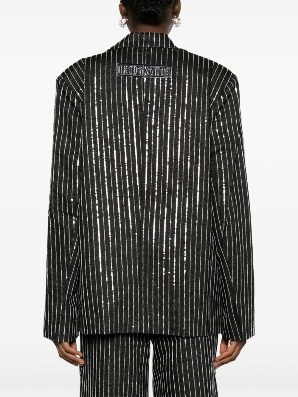 sequinned striped single-breasted blazer