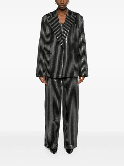 sequinned striped single-breasted blazer