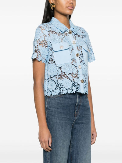 BLUE LACE COLLAR TOP