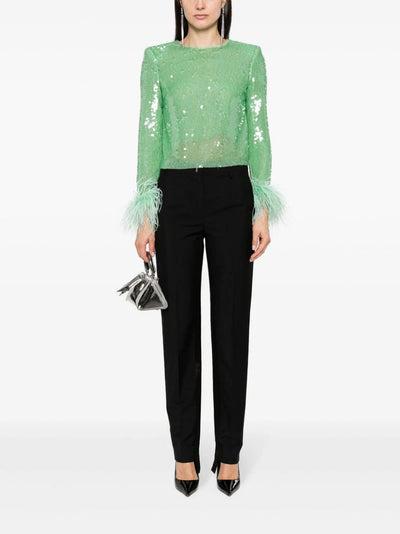 MINT SEQUIN FEATHER TOP