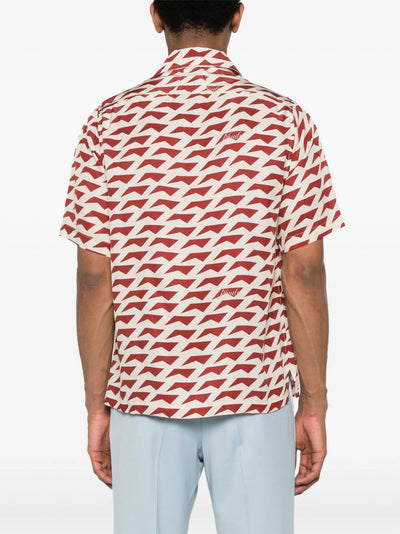 Geometric-pattern silk shirt