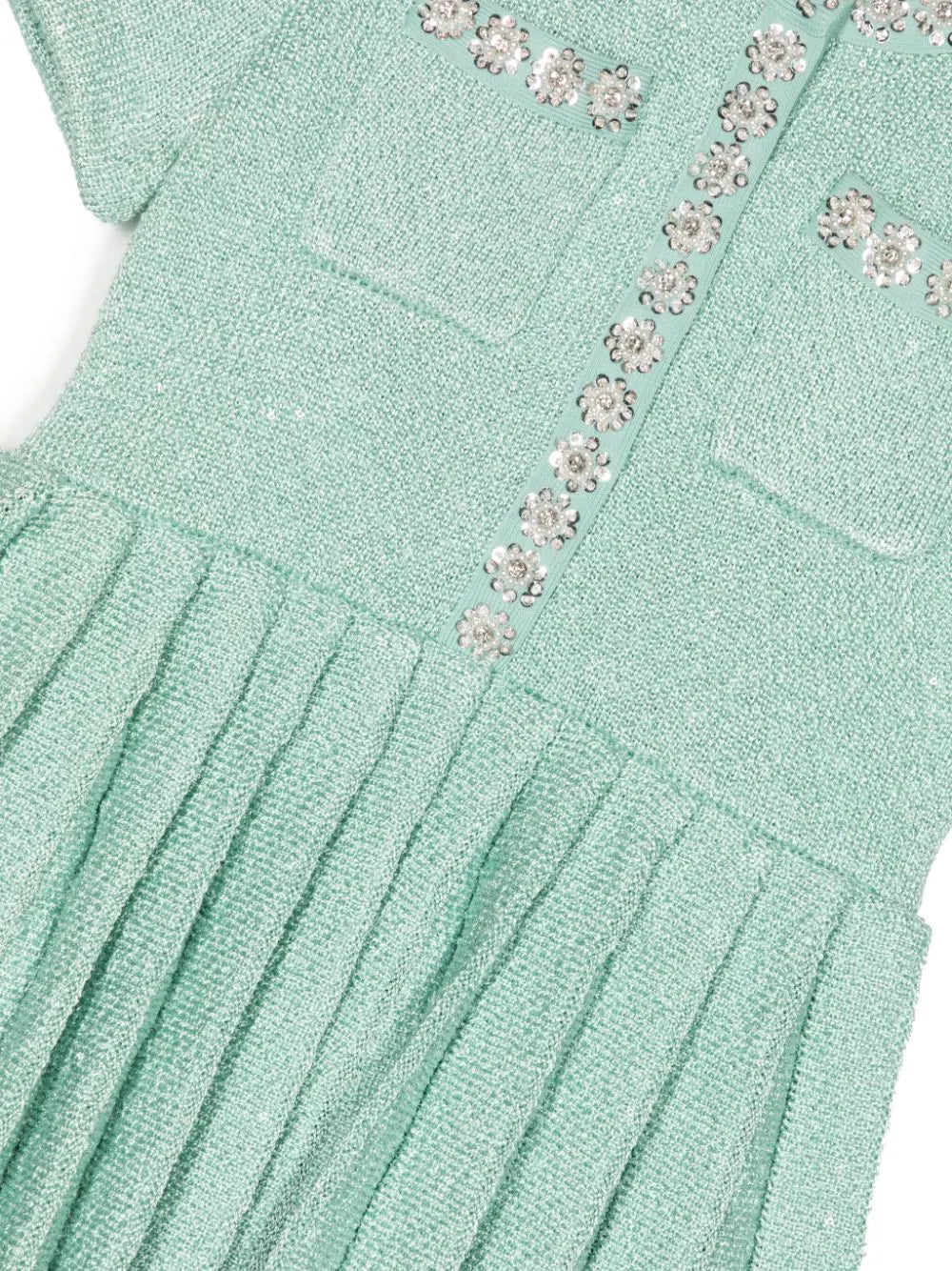 sequin-embellished pleated dress فستان