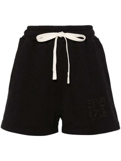 logo-embroidered cotton track shorts شورت 