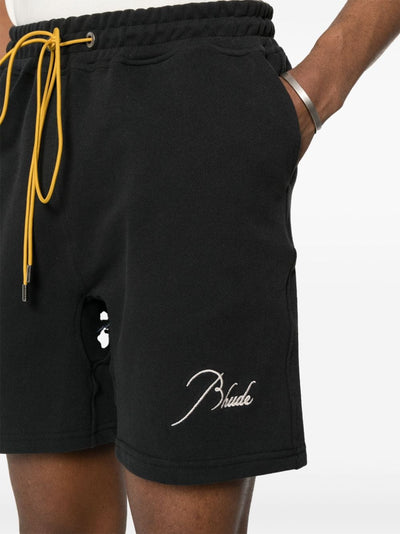 Logo-embroidered piqué shorts