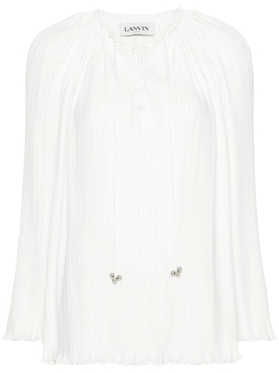 plissé lace-up blouse
