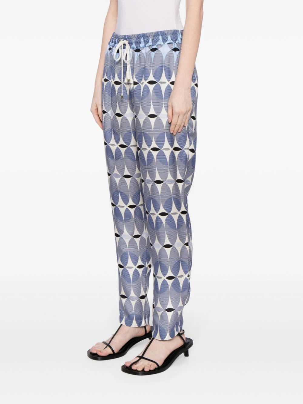 graphic-print elasticated-waist silk trousers