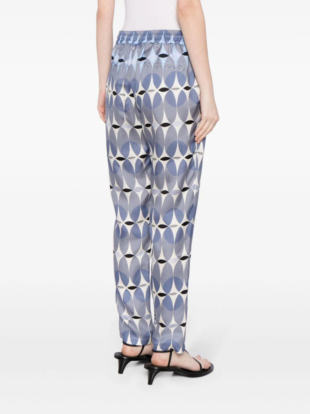 graphic-print elasticated-waist silk trousers