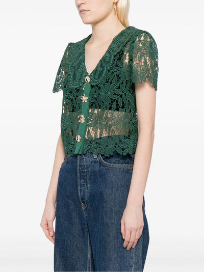 GREEN GUIPURE LACE TOP