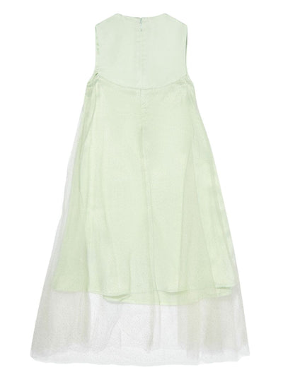 Girls Green Satin & Tulle Sparkle Dress