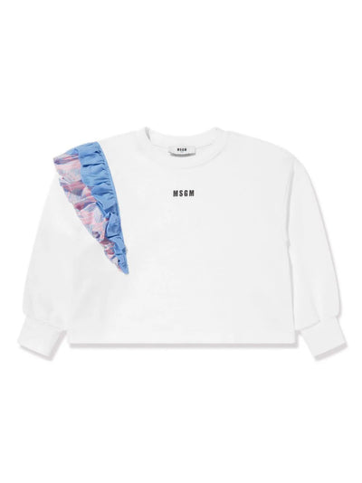 Ruffled cotton sweatshirt