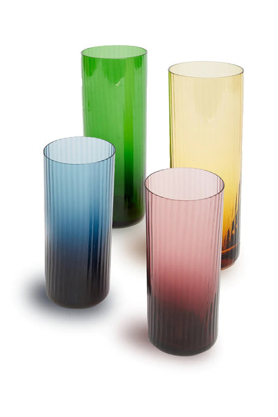 Tumbler Glass Set of 4 Femail Misty Rainbow Mix مجموعة من 4 أكواب زجاجية بتصميم مختلف بألوان قوس قزح وتأثير ضبابي.