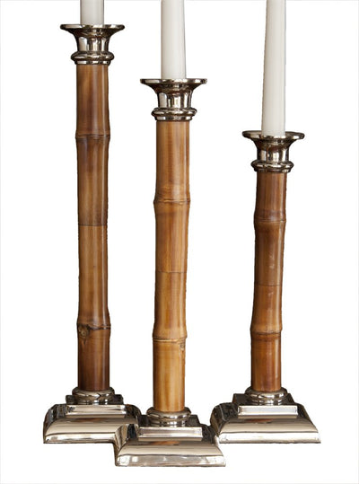 Nickle Candleholder with Bamboo
