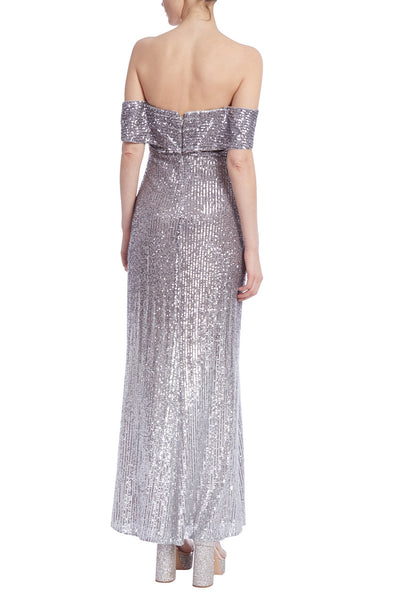 Sequin Ombre Off-the-Shoulder Gown