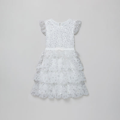 White Embellished Dress فستان