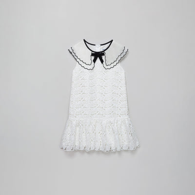 White Floral Chiffon Dress فستان 