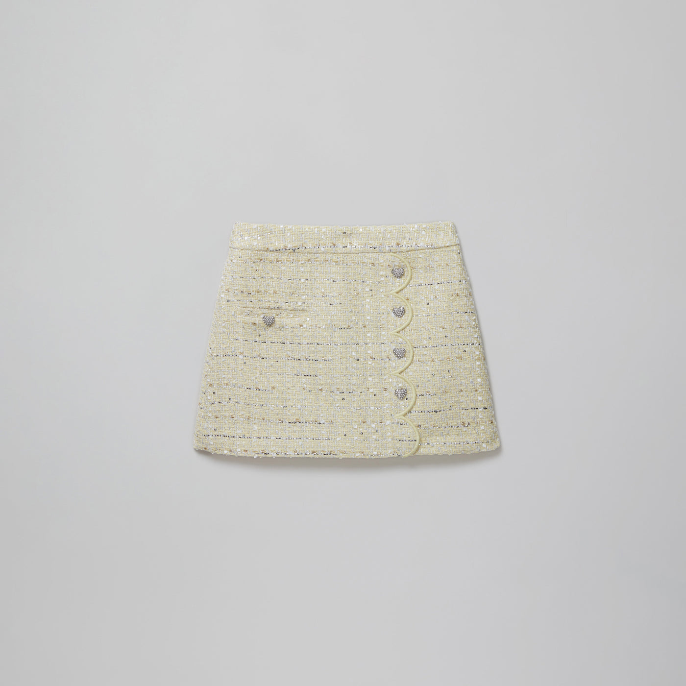 Yellow Boucle Scallop Edge Mini Skirt تنورة قصيرة 