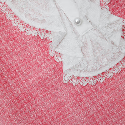 Pink Textured Woven Dress فستان