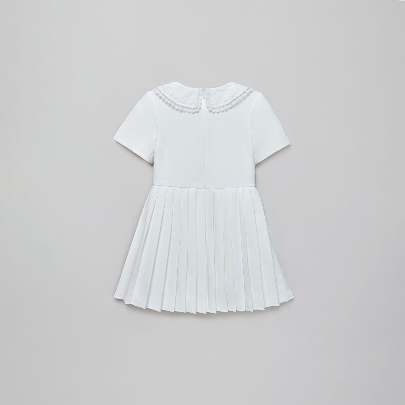 White Lace Bib Dress فستان 