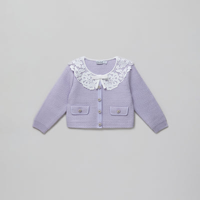 Lilac Knit Lace Collar Cardigan كارديجان 