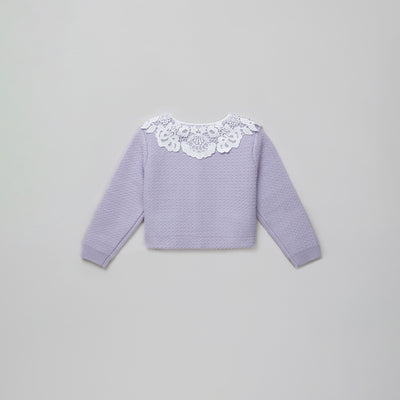 Lilac Knit Lace Collar Cardigan كارديجان 